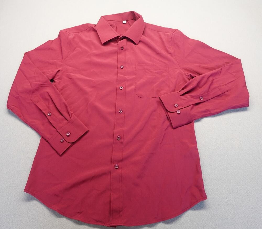Men's Burgundy Wine Color Red Long Sleeve Dress Shirt Button down Size Small
